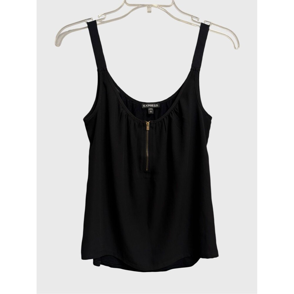 Express Semi-Sheer Black Zip-Front Tank Top Size XS Minimalist Smart Casual